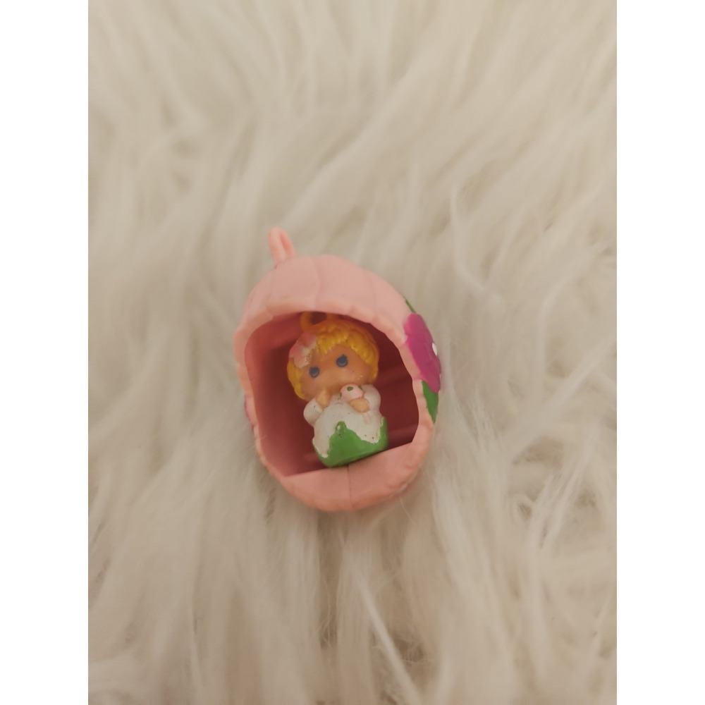 Vintage 80s Charmkins Baby Sunshine, Bassinet & Blanket Hasbro Figure Charm